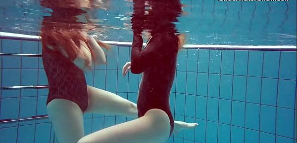  Diana Zelenkina and Simonna sexy brunettes in the pool